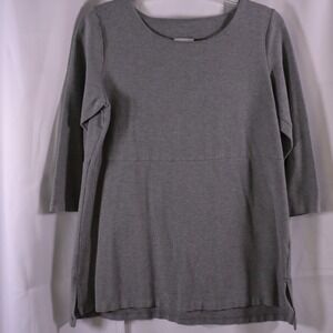J.Jill Gray Ponte Knit Tunic Top Round Neck 3/4 Sleeve Womens Small